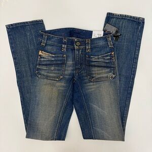 New Diesel Keate Women Size 24X34 Blue Regular  Denim Straight Jeans Runs Small